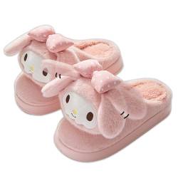 Roffatide Anime Melody Fuzzy Slippers that Move Ears White Dog House Slippers Open Toe Open Back Foam Ear Moving Jumping Slippers with Rubber Sole for Women Man 38-39 von Roffatide