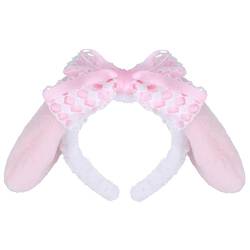 Roffatide Anime Melody Hasenohren Stirnband Plüsch Haarband Plüschkaninchen Hundewelpenohren Stirnband Niedlich JK Bowknot Kopfbedeckung Rosa von Roffatide