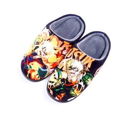 Roffatide Anime My Hero Academia Fuzzy Hausschuhe Katsuki Bakugo Geschlossene Zehe offen zurück Hausschuhe mit Gummisohle Hausschuhe rutschfest Indoor Plüsch Schuhe für Frauen Männer Euro 36-37 von Roffatide