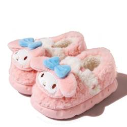Roffatide Anime My Melody Rabbit Cinnamon Dog Kuromi Womens Fuzzy Memory Foam Slippers Cozy Plush Home Slippers Fluffy Furry House Shoes Indoor Outdoor Slide Slipper RosaB 35-36 von Roffatide