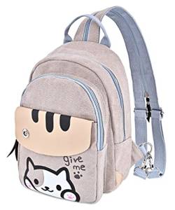 Roffatide Anime Neko Atsume Multifunktionale Umhängetasche Nette Katze Reise Wandern Brusttasche Umhängetasche für Frauen Sling Rucksack Rucksack von Roffatide