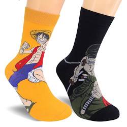 Roffatide Anime One Piece Crew Socks 2 Pairs Set Luffy Roronoa Zoro Sock für Männer Frauen von Roffatide