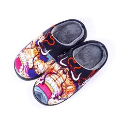 Roffatide Anime One Piece Fuzzy Hausschuhe Kaidou Geschlossene Zehe offen zurück Hausschuhe mit Gummisohle Hausschuhe rutschfest Indoor Plüsch Schuhe für Frauen Männer Euro 46-47 von Roffatide