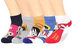 Roffatide Anime One Piece Luffy Ankle Socks 5 Paare No Show Socks Low Cut Socks Für Männer Frauen von Roffatide