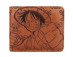 Roffatide Anime One Piece Luffy Geldbörsen Schlanke Geldbörse aus Kunstleder Kurze Zweifach Gefaltete Brieftasche Kartenhalter von Roffatide