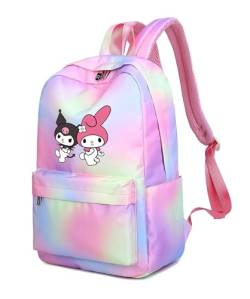 Roffatide Anime-Rucksack Kuromi Melody 15.6'' Laptop Rucksäcke Rainbow Rosa Rucksack Carry on Travel Rucksack Wochenendtasche von Roffatide