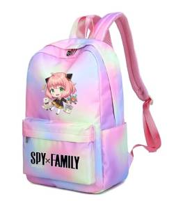 Roffatide Anime-Rucksack SPY×Family 15.6'' Laptop Rucksäcke Regenbogen-Rucksack Carry on Travel Backpack Wochenendtasche Rosa A von Roffatide