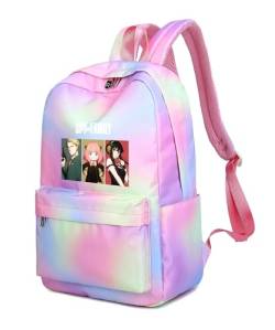 Roffatide Anime-Rucksack SPY×Family 15.6'' Laptop Rucksäcke Regenbogen-Rucksack Carry on Travel Backpack Wochenendtasche Rosa C von Roffatide