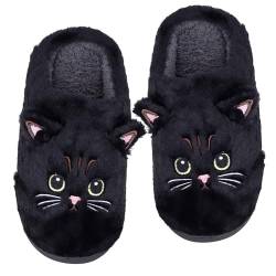 Roffatide Anime Sailor Moon Cute Luna Cat Fuzzy Hausschuhe Haus offen zurück Hausschuhe geschlossen Zehe Plüsch Hausschuhe mit Gummisohle Schwarz 39-40 von Roffatide