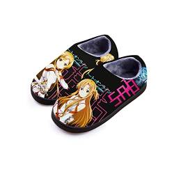 Roffatide Anime Sword Art Online Fuzzy Hausschuhe Geschlossene Zehe offen zurück Hausschuhe mit Gummisohle Hausschuhe rutschfest Indoor Plüsch Schuhe für Frauen Männer Euro 40-41 von Roffatide