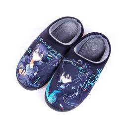 Roffatide Anime Sword Art Online Fuzzy Hausschuhe Kirigaya Kazuto Geschlossene Zehe offen zurück Hausschuhe mit Gummisohle Hausschuhe rutschfest Indoor Plüsch Schuhe für Frauen Männer Euro 40-41 von Roffatide