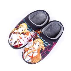 Roffatide Anime Sword Art Online Fuzzy Hausschuhe Yuuki Asuna Geschlossene Zehe offen zurück Hausschuhe mit Gummisohle Hausschuhe rutschfest Indoor Plüsch Schuhe für Frauen Männer Euro 36-37 von Roffatide