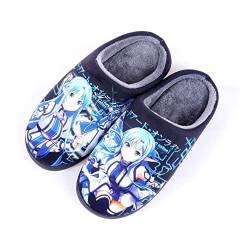 Roffatide Anime Sword Art Online Fuzzy Hausschuhe Yuuki Asuna Geschlossene Zehe offen zurück Hausschuhe mit Gummisohle Hausschuhe rutschfest Indoor Plüsch Schuhe für Frauen Männer Euro 44-45 von Roffatide