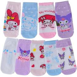 Roffatide Cartoon Cinnamoroll Knöchelsocken 5 Paar No Show Socken Low Cut Socken für Männer Frauen Melody Kuromi Sport Socken Lover Geschenk Weihnachten für Frauen von Roffatide