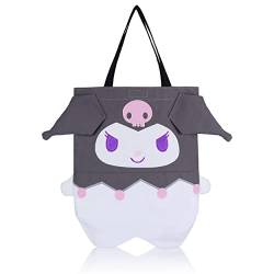 Roffatide Kuromi Canvas Tragetasche für Frauen Wiederverwendbare Shopping Handtasche Casual Umhängetasche Schwarz von Roffatide