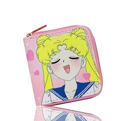 Roffatide Sailor Moon Anime-Geldbörsen Frauen Kunstleder Münzbeutel Geldbörsen Schlanke Reisegeldbörse mit Zwei Fächern Rosa von Roffatide
