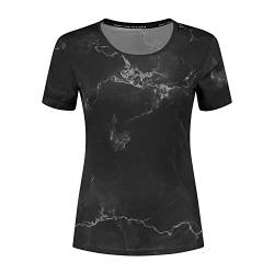 Rogelli Marble Sportshirt Damen - Technisches Kurzarm-Sport-T-Shirt - Schwarz - Größe S von Rogelli