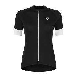 Rogelli Modesta Fahrradtrikot Damen Kurzarm - 4 Rückentaschen - Atmungsaktive Rennrad Trikot - Reflektierend - Radtrikot - Schwarz/Weiß - L von Rogelli