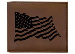 Rogue River Tactical USA Amerikanische Flagge Herren Leder Bifold Wallet RFID Geschenk für Ihn Papa Vater USA Billfold Patriotisch, Braun, Zusammenklappbar von Rogue River Tactical