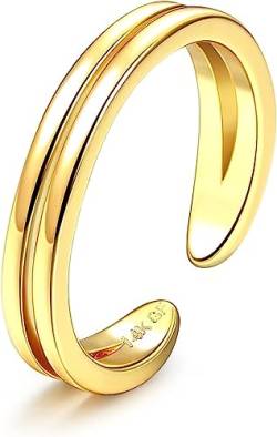 Roheafer 14K Gold gefüllte Zehenringe Einstellbare Zehenringe für Frauen Dünne Zehenringe Offene Band Zehenring Sommer Strand Fußschmuck Set von Roheafer