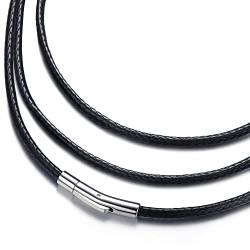 Roheafer 2MM Kette Herren Leder Halskette Herren, 41-74CM Lederkette Herren ohne Anhänger Lederhalsband Herren Lederkette Damen, Lederband Kette Lederband mit Verschluss Geschenke für Männer von Roheafer