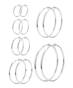 Roheafer 6 Paar Clip-Ohrringe für Frauen Gefälschte Creolen Frühlings-Creolen-Set für nicht durchbohrte Ohren Schmuck 6 Größen von Roheafer