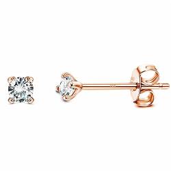 Roheafer 925 Sterling Silber Cubic Zirkonia Ohrstecker für Damen Männer, 2mm Tiny Lange Post Piercing Ohr Aurora Regenbogen Ohrringe Platin/Gold/Rose Gold Plattiert Ohrstecker Hypoallergenic von Roheafer