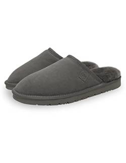 Rohn Lammfell Pantoffel Loisl für Herren, echt Lammfell Slipper in top Qualität (42 EU, grau, numeric_42) von Rohn Moden