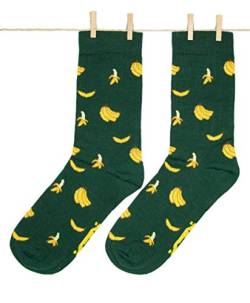 Roits Damen Lustige Bananen Grün Socken 36-40 - Bunte Witzige Socken Frauen, Odd Fun Socks Geschenke Accessoires von Roits