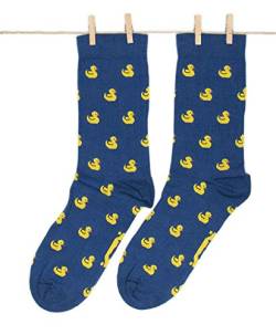 Roits Damen Lustige Entenküken Blau Socken 36-40 - Bunte Witzige Socken Frauen, Odd Fun Socks Geschenke Accessoires von Roits