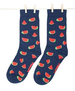 Roits Damen Lustige Wassermelonen Blau Socken 36-40 - Bunte Witzige Socken Frauen, Odd Fun Socks Geschenke Accessoires von Roits