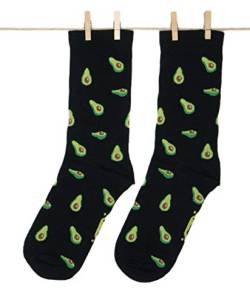 Roits Herren Lustige Avocado Schwarze Socken 41-46 - Bunte Witzige Socken, Odd Fun Socks Geschenke Accessoires von Roits