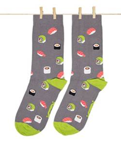 Roits Sushi Grau Herren Lustige Socken 41-46 - Bunte Witzige Socken Männer, Odd Fun Socks Geschenke Accessoires von Roits