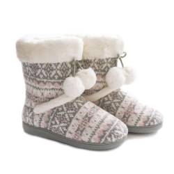 Rojeam Damen Winter Hausschuhe Plüsch Warme Winter Pantoffeln Gefüttert Winterschuhe für Drinnen und Draussen Stiefel 36/37 EU von Rojeam