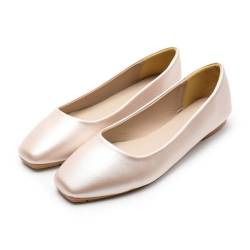 Rojeam Frauen Classic Flats Schuhe Ballett Slip On Damen Klassische Ballerinas Profilsohle Flach Matt Rosa 37 EU von Rojeam