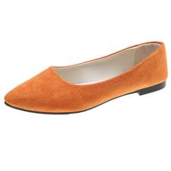 Rojeam Frauen Classic Flats Schuhe Ballett Slip On Damen Klassische Ballerinas Profilsohle Flach Orange 35 EU von Rojeam