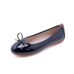 Rojeam Frauen Classic Flats Schuhe mit Fliege Ballett Slip On(B: Blau,35 EU) von Rojeam
