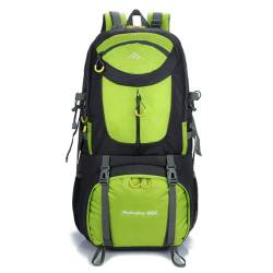 Rojeam Trekkingrucksack Herren Damen Wasserdichter Wanderrucksack Reiserucksack Rucksack Für Reisen Wandern Outdoor, Gelblich Grün, 60L von Rojeam