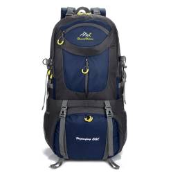 Rojeam Trekkingrucksack Herren Damen Wasserdichter Wanderrucksack Reiserucksack Rucksack Für Reisen Wandern Outdoor, Marineblau, 60L von Rojeam