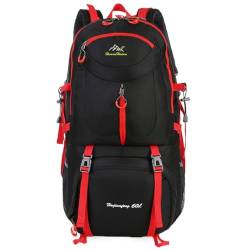 Rojeam Trekkingrucksack Herren Damen Wasserdichter Wanderrucksack Reiserucksack Rucksack Für Reisen Wandern Outdoor, Schwarz, 50L von Rojeam