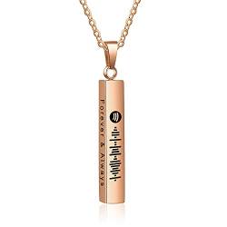 RolaOnly Damen Herren Kette mit 2 Namen 2 Spotify Code Musikcode Gravur Edelstahl Halskette Bar Anhänger Personalisiert Schmuck Geschenk für Musikfestival Rosegold von RolaOnly