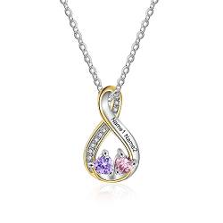 RolaOnly Damen Kette mit Namen Unendlich Halskette mit Geburtsstein Silber 925 Anhänger Personalisierter Schmuck Individuelle Gravur Geschenk für Frauen Mütter (Stil 2) von RolaOnly