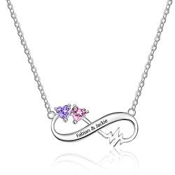 RolaOnly Damen Kette mit Namen Unendlich Halskette mit Geburtsstein Silber 925 Anhänger Personalisierter Schmuck Individuelle Gravur Geschenk für Frauen Mütter (Stil 5) von RolaOnly