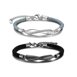 RolaOnly Personalisierte Paar Armbänder mit Gravur Namen Liebespaar Armbänder für 2 Infinity passendes Set Partner Armbänder Geschenke für Freund Freundin Valentinstag (Stil 1) von RolaOnly