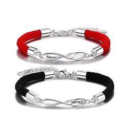 RolaOnly Personalisierte Paar Armbänder mit Gravur Namen Liebespaar Armbänder für 2 Infinity passendes Set Partner Armbänder Geschenke für Freund Freundin Valentinstag (Stil 2) von RolaOnly