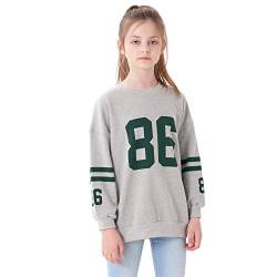 Kinder Mädchen Sweatshirt lose T-Shirt Langarm Top Rundhals Pullover Baumwolle Langarmshirts(Grau,Etikettengröße:130) von Rolanko