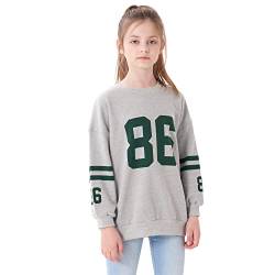 Kinder Mädchen Sweatshirt lose T-Shirt Langarm Top Rundhals Pullover Baumwolle Langarmshirts(Grau,Etikettengröße:150) von Rolanko