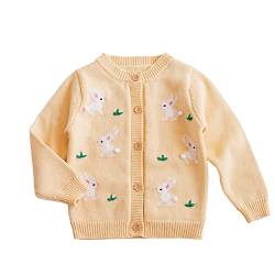 Rolanko Baby Mädchen Baumwolle Strickjacke Cardigan mit Knopfleiste(Gelb,Etikettengröße:100) von Rolanko