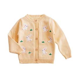 Rolanko Baby Mädchen Baumwolle Strickjacke Cardigan mit Knopfleiste(Gelb,Etikettengröße:90) von Rolanko