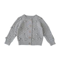 Rolanko Baby Mädchen Baumwolle Strickjacke Cardigan mit Knopfleiste(Grau, Größe:90) von Rolanko